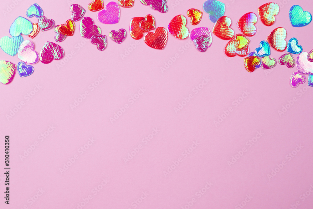 Romantic background with colorful hearts. For your text