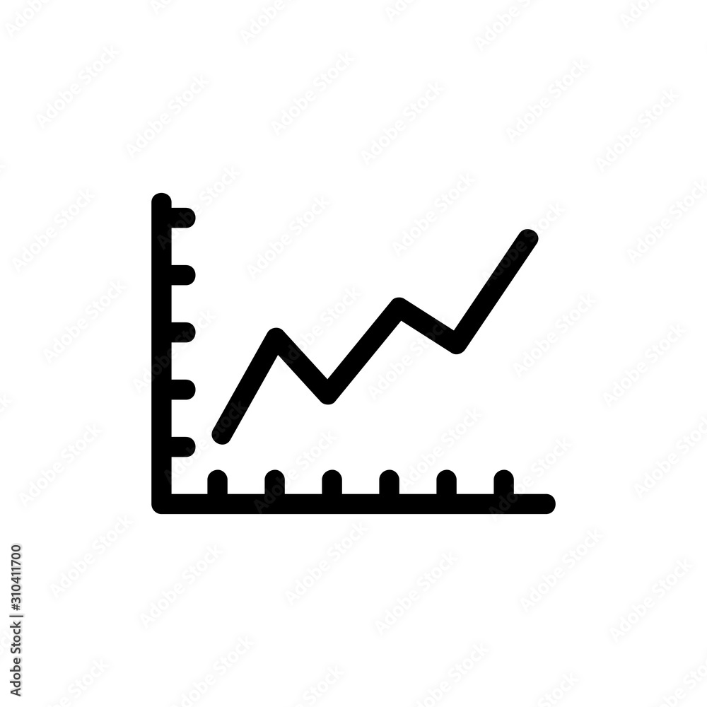 chart of the growth and fall of the icon vector. A thin line sign. Isolated contour symbol illustration chart of the growth and fall of the icon vector. A thin line sign. Isolated contour symbol illustration