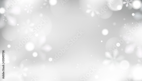 Winter white abstract background with snowflakes vector template