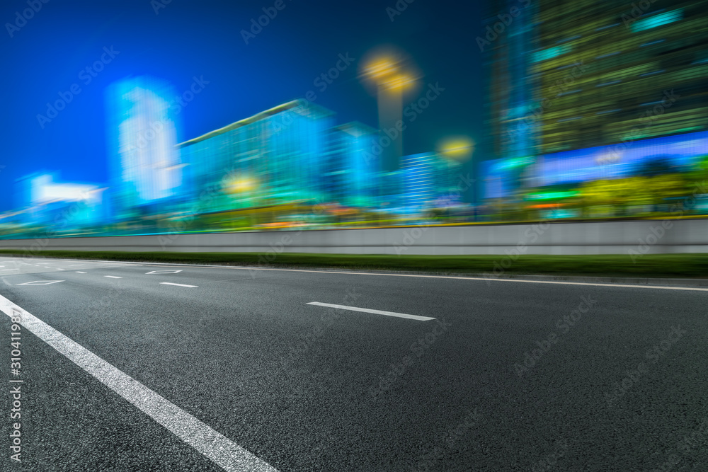 cityscape and skyline of nanjing from empty asphalt road cityscape and skyline of nanjing from empty asphalt road
