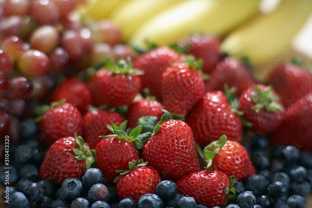 Strawberries Piled Up On Blackberries Strawberries Piled Up On Blackberries