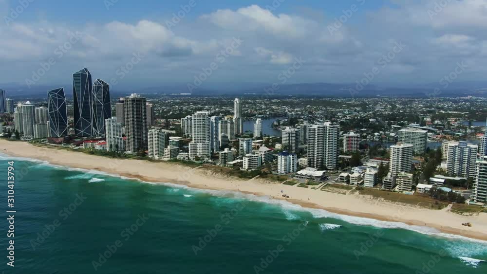Looking south from Surfers Paradise on a beautiful morning, Stunning views of golden beaches and luxury apartments. Looking south from Surfers Paradise on a beautiful morning, Stunning views of golden beaches and luxury apartments.