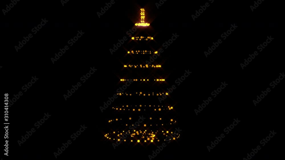 Rotating Golden Christmas Tree Made Of Lights Seamless Video Loop