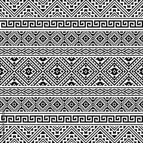 Ethnic Aztec Pattern Illustration Design in black and white color