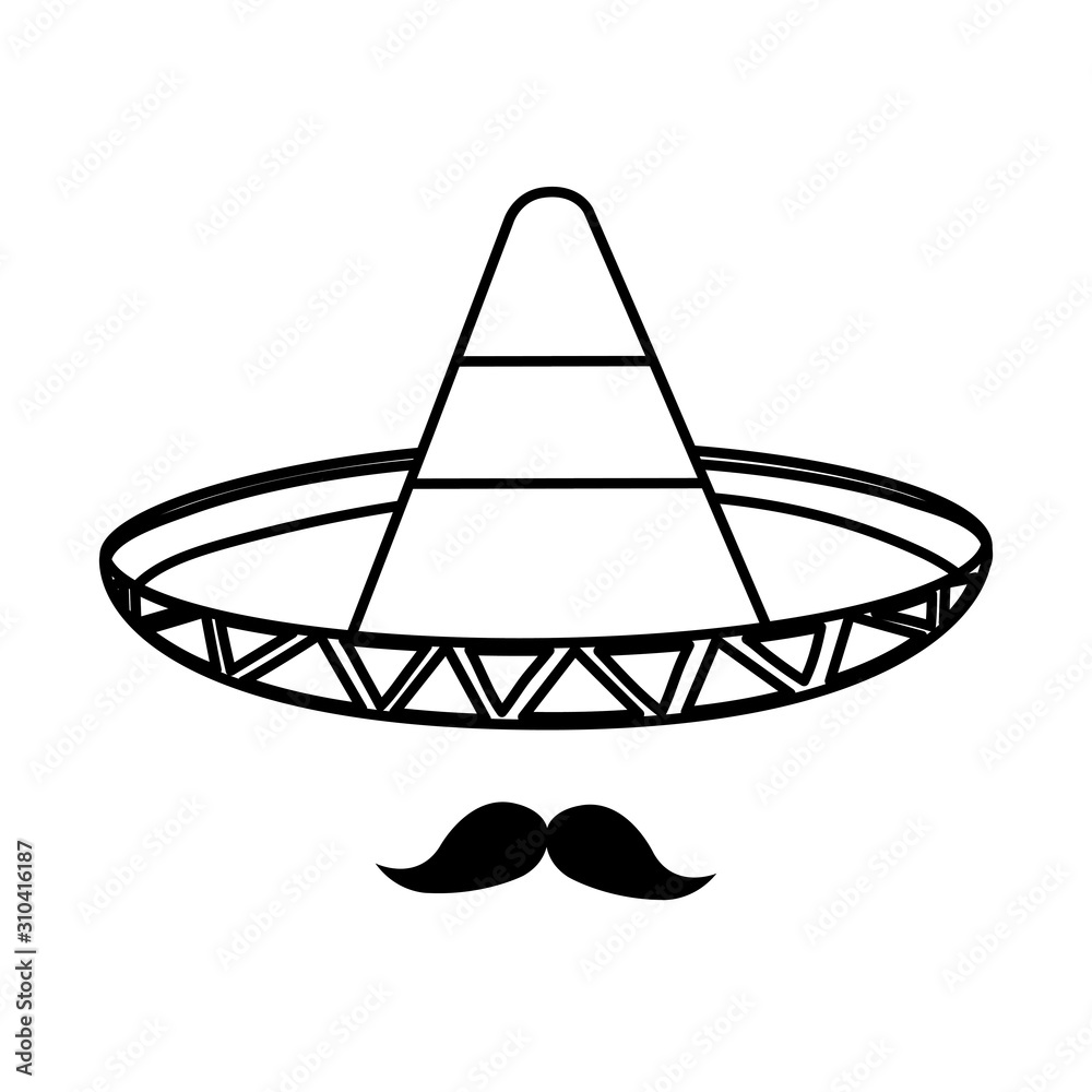 Isolated mexican hat and mustache vector design Isolated mexican hat and mustache vector design