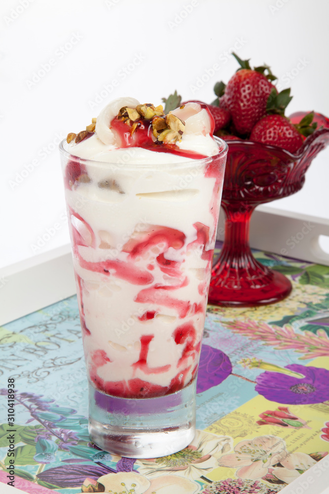 Tasty strawberry smoothie; Photo on white background. Tasty strawberry smoothie; Photo on white background.