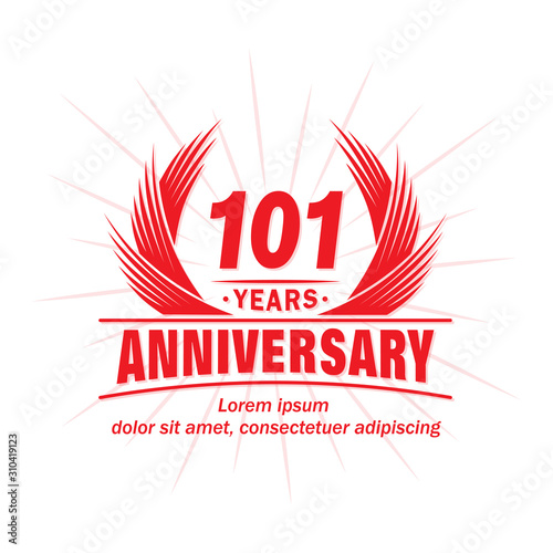 101 years logo design template. 101st anniversary vector and illustration.