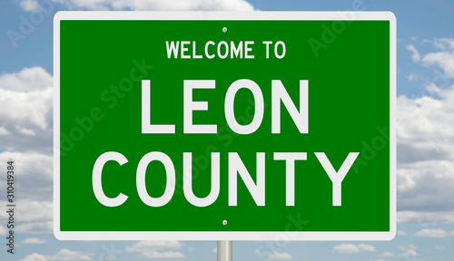 Rendering of a green 3d highway sign for Leon County photo
