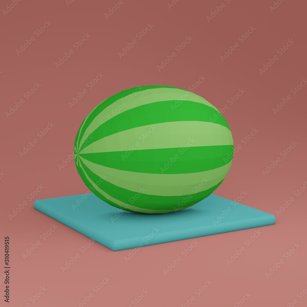 3d render cute low poly watermelon. cartoon design for fruit food & healthy geometric scene on pink pastel background. minimal idea creative vitamin & Fruit concept 3d render cute low poly watermelon. cartoon design for fruit food & healthy geometric scene on pink pastel background. minimal idea creative vitamin & Fruit concept