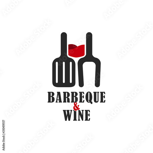 Wine & Barbeque Logo Vector Icon Illustration
