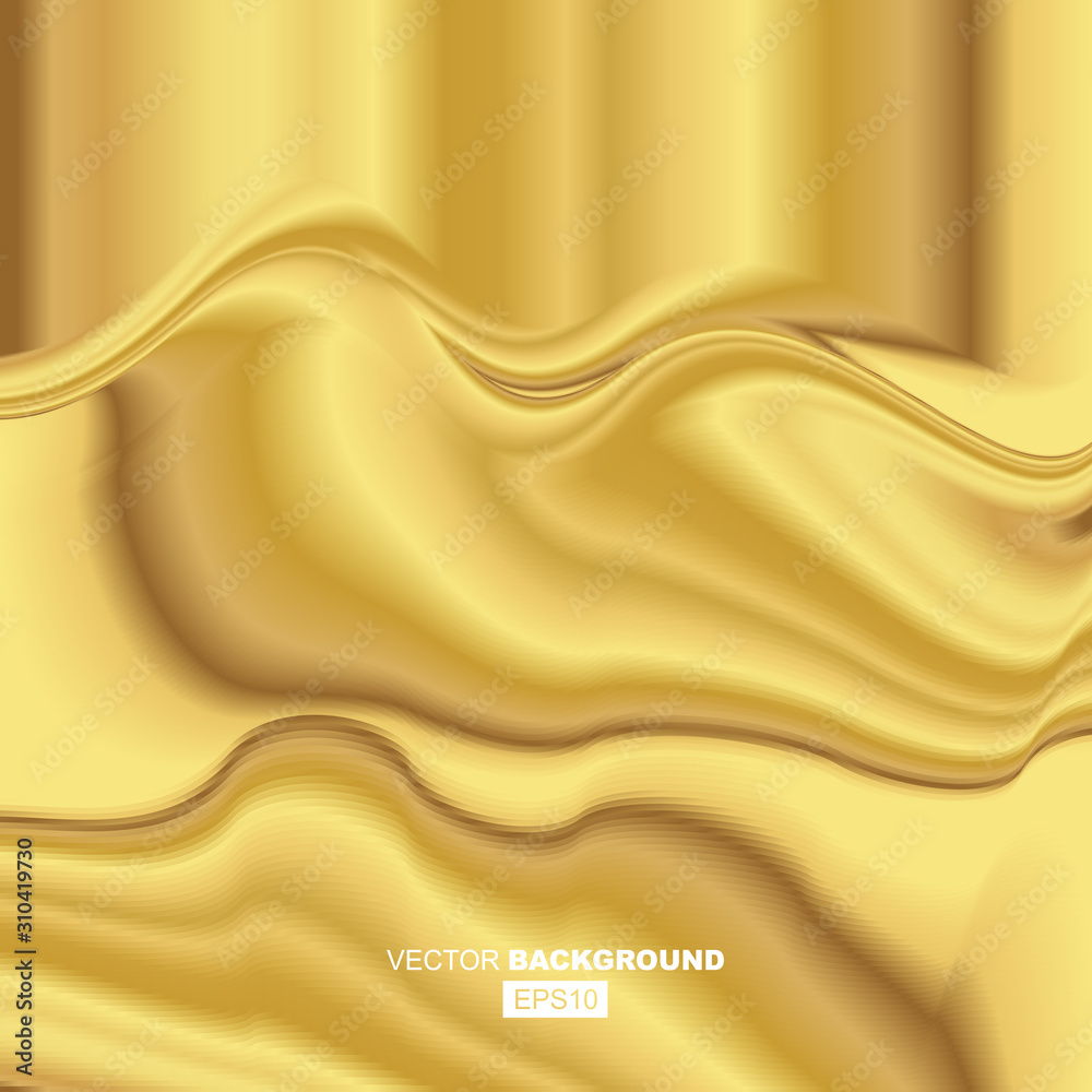 Obraz premium Golden Modern Fluid Background Composition with Dark Gradients and Gold Metal Wavy Line with Shadow