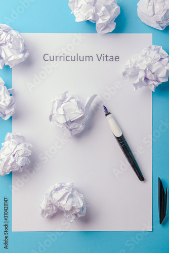 Curriculum vitae written on an blank white paper