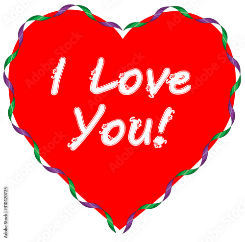 valentine with ribbon and declaration of love