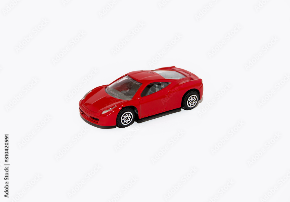 Red sports car on a white background
