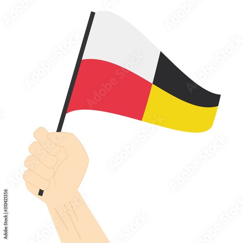 Hand holding and rising the maritime flag to represent the number Nine Vector Illustration