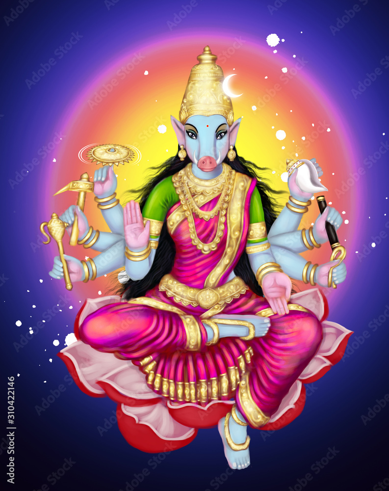 Boar faced Goddess Varahi amman Stock Illustration | Adobe Stock