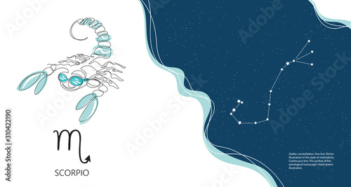 Zodiac background. Constellation Scorpio. The element of water.