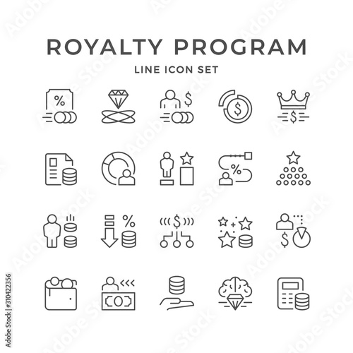Set line icons of royalty program