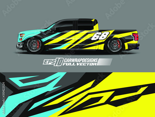 Vehicle wrap design vector. Graphic abstract stripe racing background kit designs for wrap race car  rally  adventure and livery. Full vector eps 10