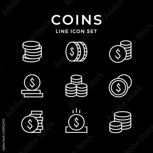 Set line icons of coins