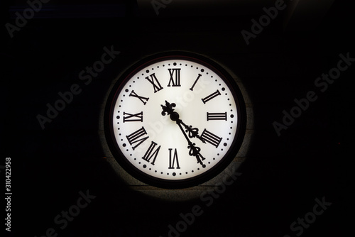 Wallpaper Mural White clock on the dark wall Torontodigital.ca