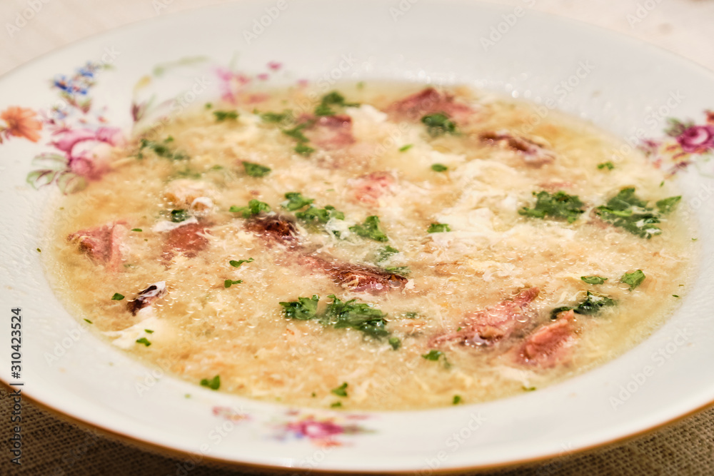Smoked meat soup with groats Smoked meat soup with groats