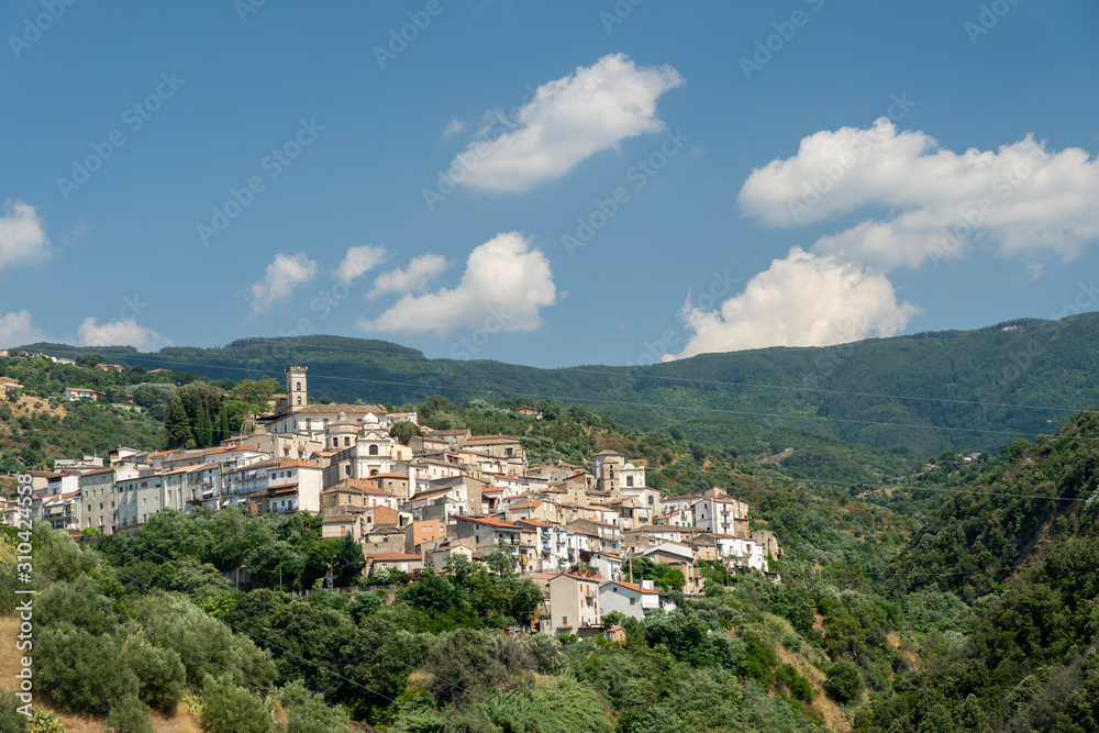 Panoramic view of Luzzi, historic village in Calabria, Southern Italy