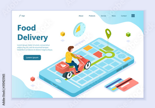 Concept of food delivery, web template