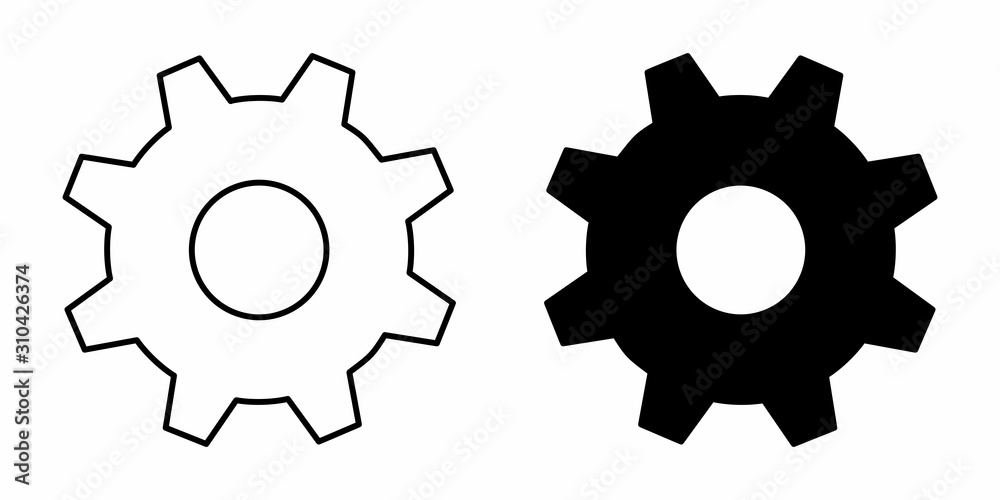 The black and white Cogs icons illustration