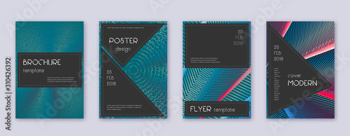 Black brochure design template set. Red abstract l