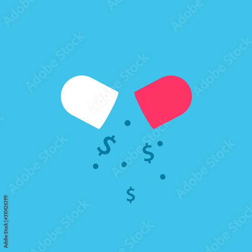 Healthcare costs clipart image with pill