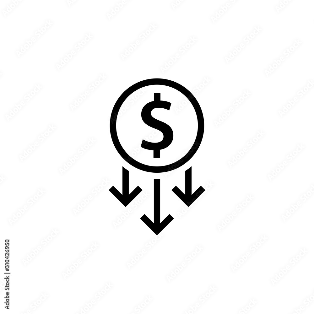Cost reduction outline icon. Clipart image isolated on white background Cost reduction outline icon. Clipart image isolated on white background