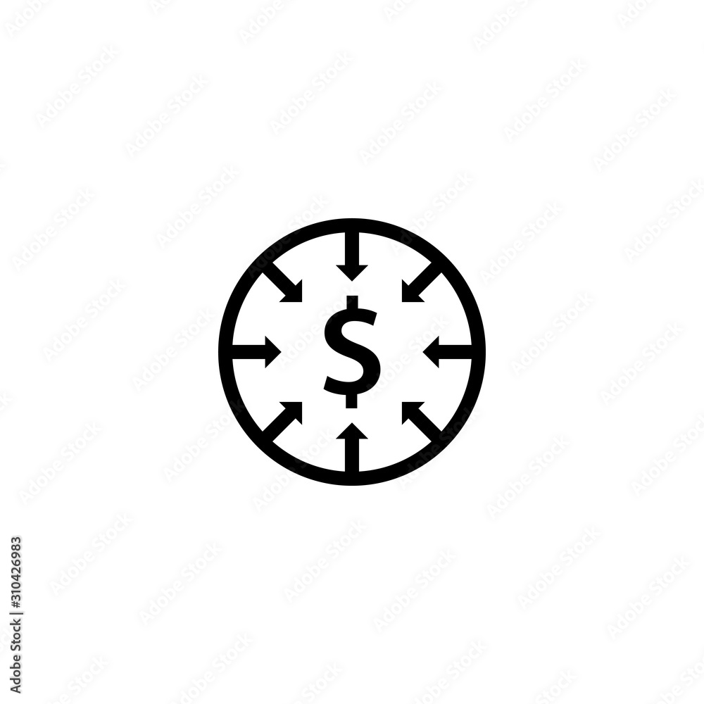 Cost reduction outline icon. Clipart image isolated on white background Cost reduction outline icon. Clipart image isolated on white background