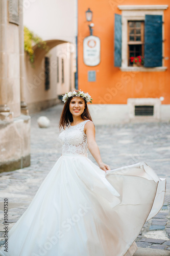 Romantic bride in a white wedding dress