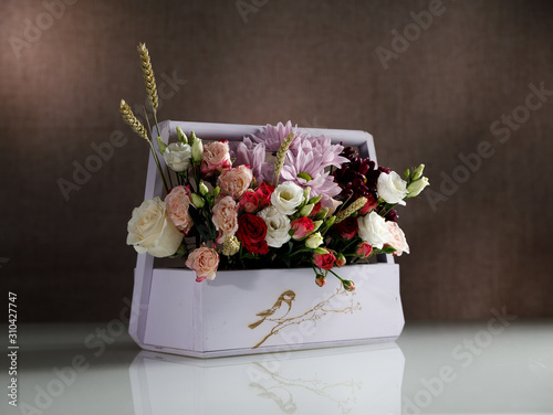 designer boxes and flower stands