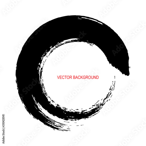 Abstract circle drawn by brush in Japanese Chinese tradition, vector illustration