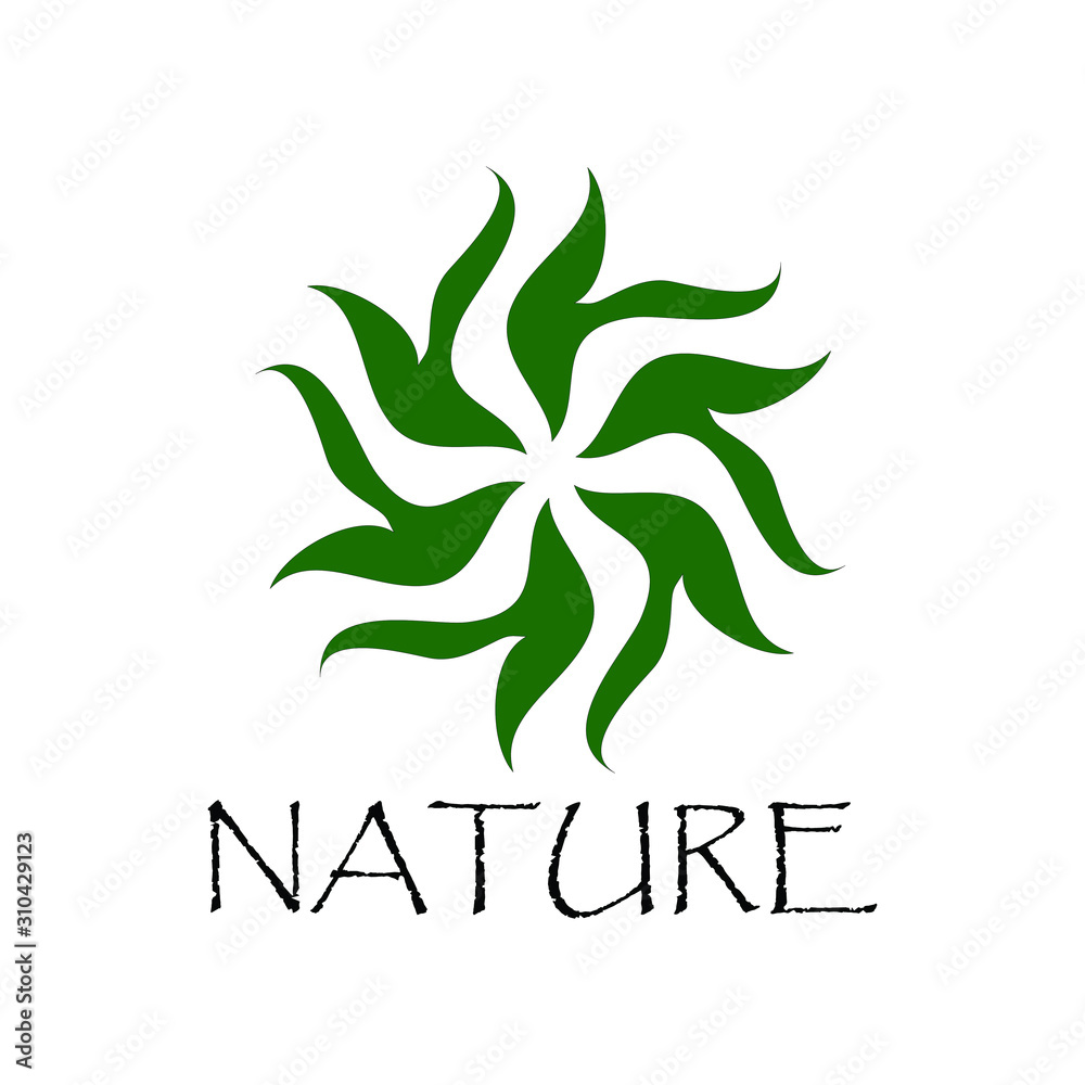 Illustration abstract circle leaves nature logo design vector