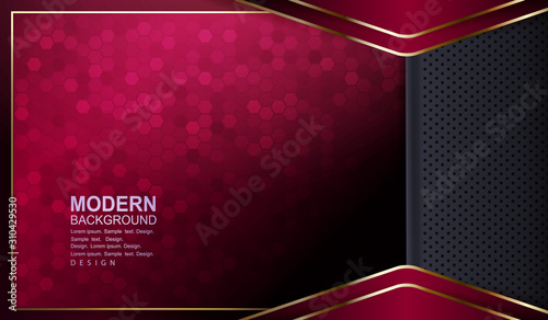 Textural dark red background with a gray frame, mosaic and arrows with a thin edging of a gold hue