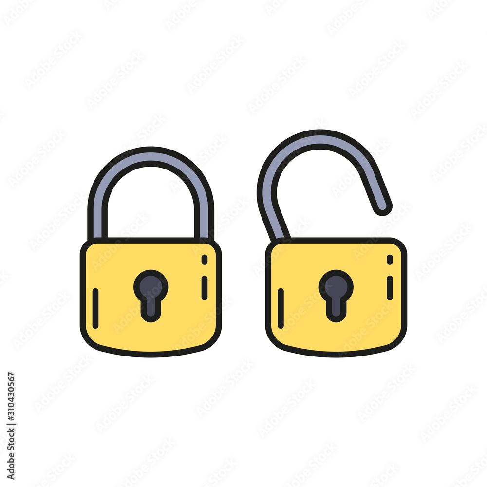 Padlock icon. Concept of secure and encryption. Vector illustration. Padlock icon. Concept of secure and encryption. Vector illustration.