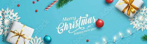 Blue Christmas Background. Vector Illustration.