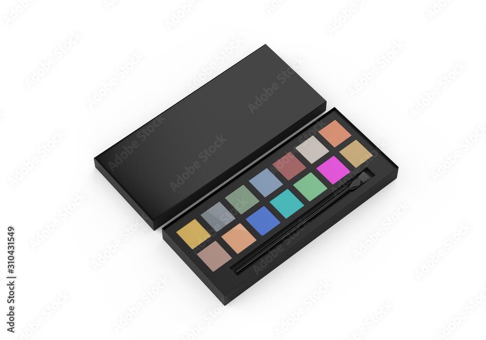 Eyeshadow palette, blank plastic case with fourteen powder matte