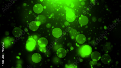 Blur green glitter effect and glowing bokeh on isolated texture background .