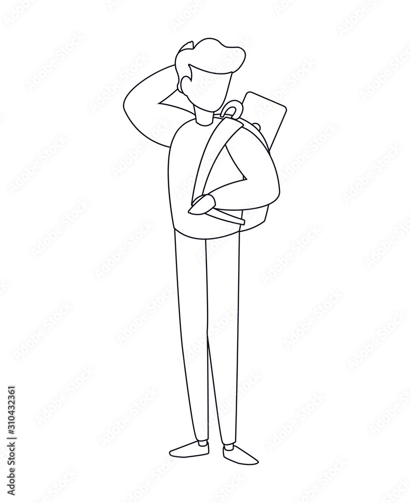 Obraz premium Isolated avatar man with laptop inside bag vector design