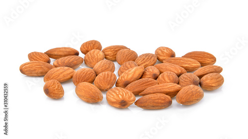 group of almonds isolated on white