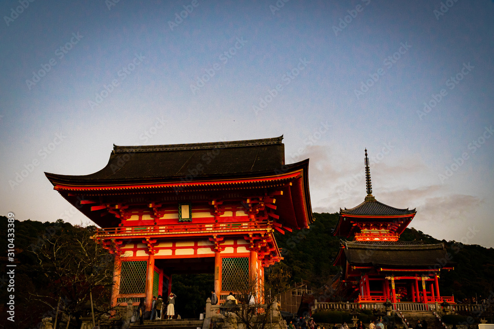 Kiyomizu-dera temple in Autumn season at dusk in Kyoto, Japan. Kiyomizu-dera temple in Autumn season at dusk in Kyoto, Japan.