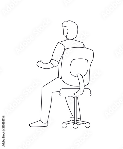 Isolated avatar man sitting of back vector design