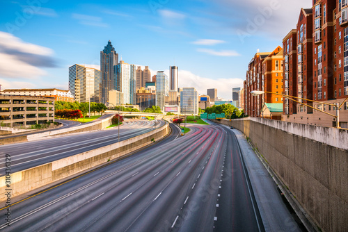 Atlanta  Georgia  USA downtown skyline over the highways at dusk