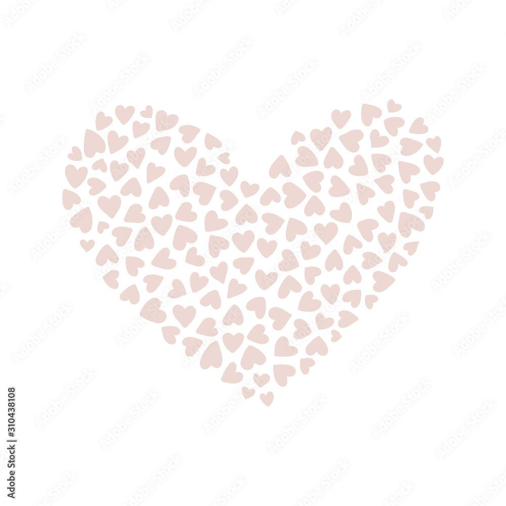 Vector background with small pastel hued hearts arranged in hearty shape isolated on white. Romantic childish art for Valentine Day. Love hearty backdrop. Vector background with small pastel hued hearts arranged in hearty shape isolated on white. Romantic childish art for Valentine Day. Love hearty backdrop.