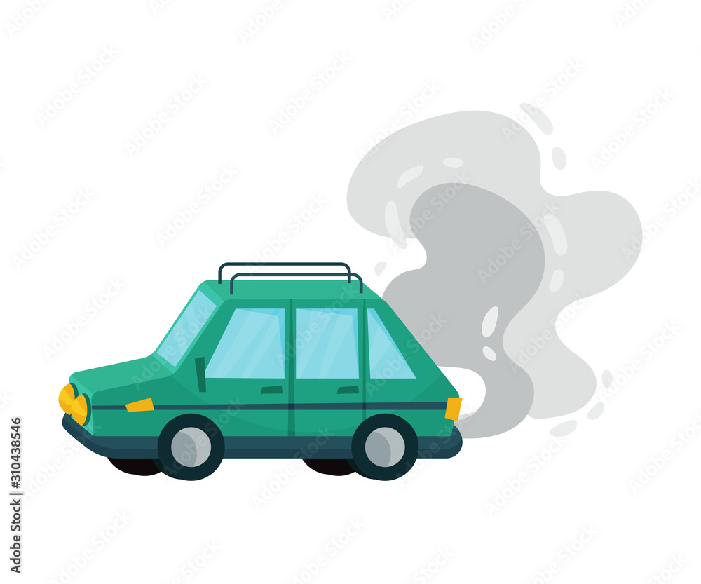 Cartoon Car Riding and Throwing Out Smoke Vector Illustration Stock