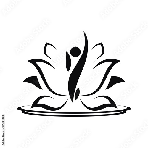 Lotus flower vector logo icon  Spiritual simple isolated silhouette symbol sign